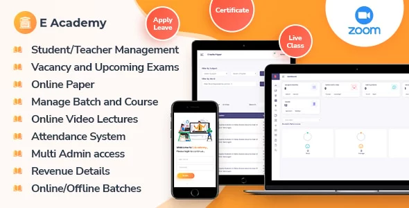 E-Academy - Online Classes / Institute / Tuition and Course Management (Android App + Admin Panel)