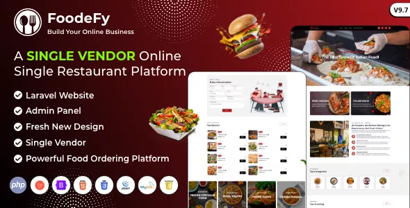 Foodefy - Single Restaurant Online Food Ordering Laravel Website Platform
