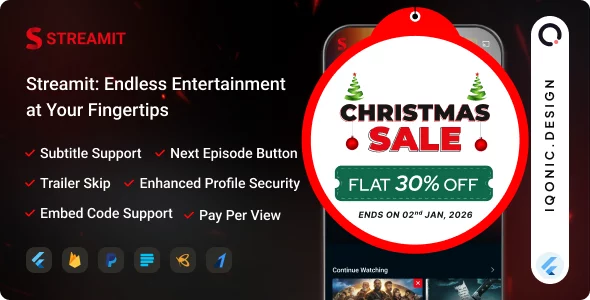 Streamit - OTT Streaming Flutter TV App (Add-on)