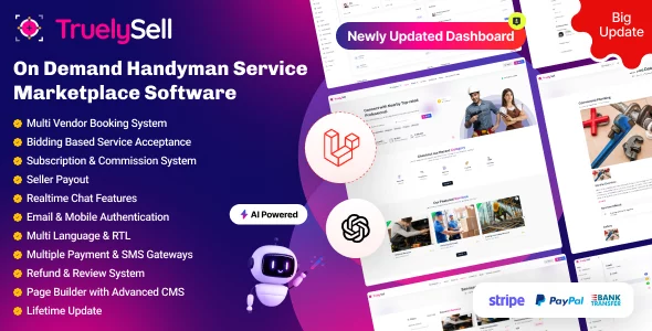 TruelySell - On Demand Handyman Service Marketplace Laravel 11 System