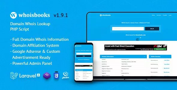 WhoisBooks - Domain Whois Lookup PHP Script