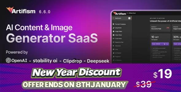 Artifism - AI Content, Image, Video, Chat, Chatbot, Voiceover & Code Generator SaaS