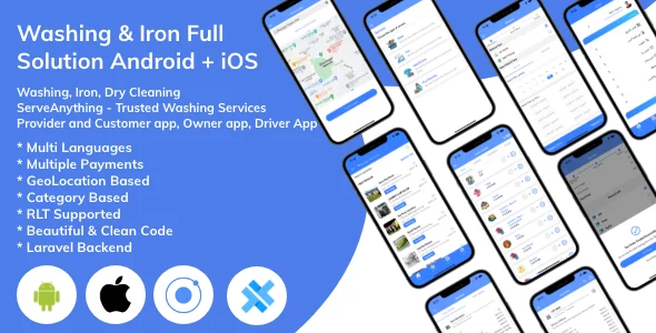 Clothes Washing and Laundry Multi-vendor Full App Solution Android + iOS