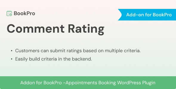 Comment Rating Add-on for BookPro Plugin