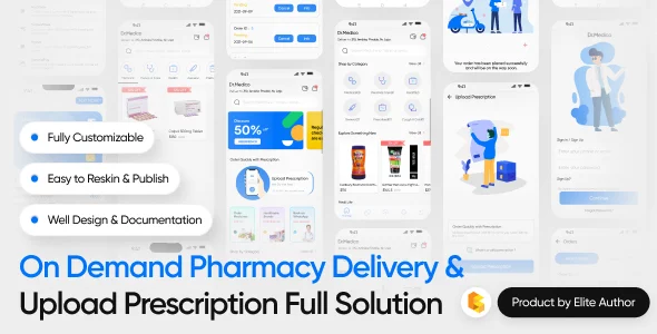 DrMedico - On Demand Pharmacy Delivery with Medicine Delivery and Upload Prescription App with 2 Apps & Admin