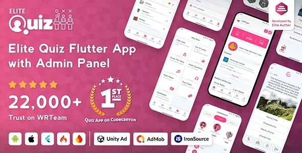 Elite Quiz - Trivia Quiz - Quiz Game - Flutter Full App + Admin Panel