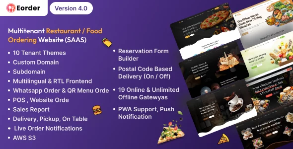 Eorder - Multitenant Restaurant / Food Ordering Website (SAAS)