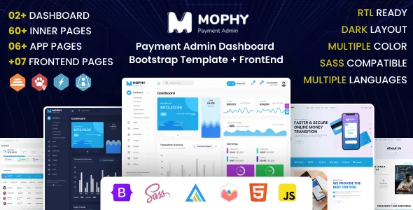 Mophy - Payment Admin Dashboard Bootstrap Template + FrontEnd