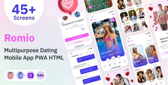 Romio - Multipurpose Dating Mobile App PWA HTML Template