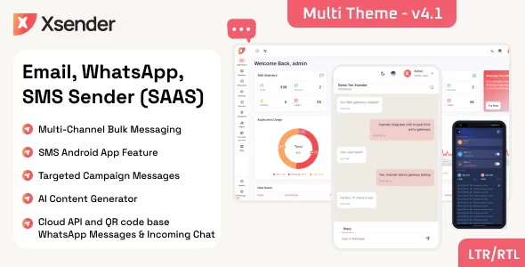 XSender - Bulk Email, SMS and WhatsApp Messaging Application [SAAS]