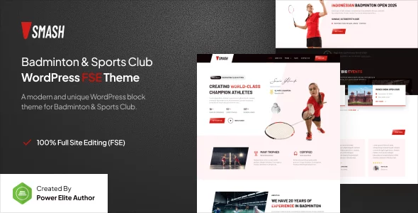 Smash - Badminton School & Sports Club Gutenverse FSE WordPress Block Theme
