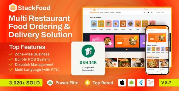 StackFood Multi Restaurant - Food Delivery App with Laravel Admin and Restaurant Panel