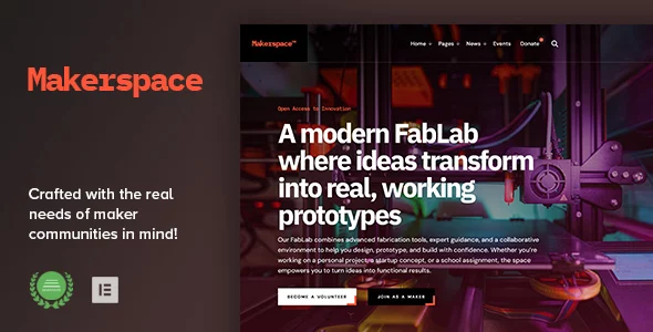 Makerspace - FabLab & Community Workshop WordPress Theme