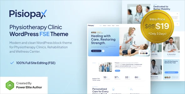 Pisiopax - Physiotherapy Clinic Gutenverse FSE WordPress Block Theme