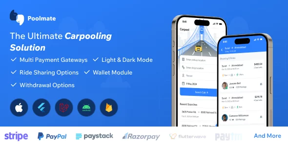 PoolMate - BlaBlaCar Clone - Complete Carpooling Solution in Flutter