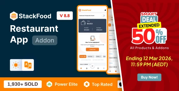 StackFood Multi Restaurant - Food Ordering Restaurant App