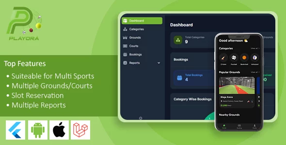 Playora - Multi-Sport Ground & Court Booking Mobile App with Laravel Admin
