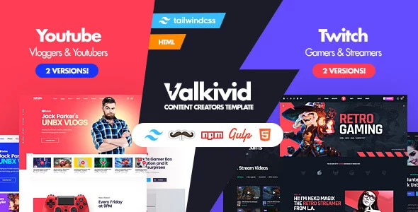 Valkivid - Tailwind CSS Content Creators HTML Template