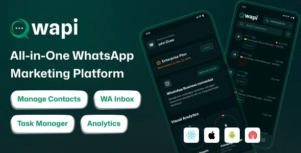 Wapi - WhatsApp CRM Mobile App | React Native CLI Android iOS