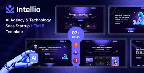 Intellio - AI Agency & Technology SaaS Startup React Nextjs Template
