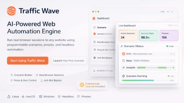 Traffic Wave - AI-Powered Web Automation & Browser Session Engine - Reseller Rights